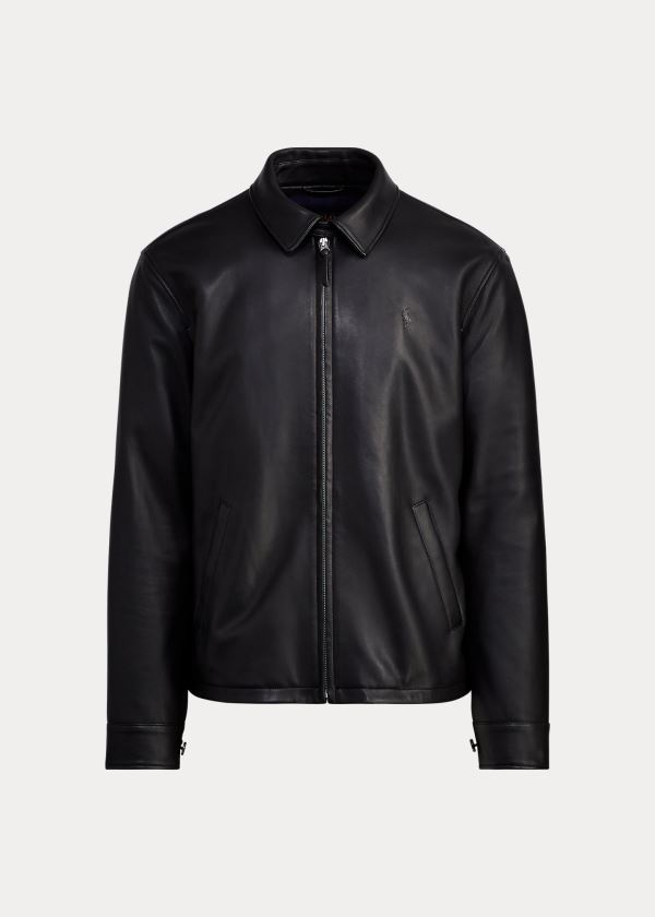 Chaquetas Polo Ralph Lauren Hombre Negros - Lambskin Leather - XGYET1830